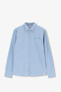 lichtblauwe chambray overhemd