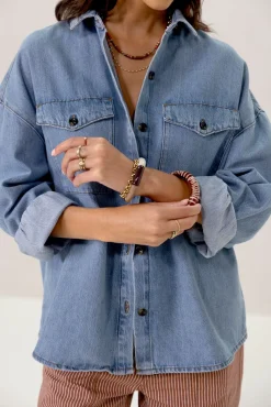 Lichtblauwe denim blouse