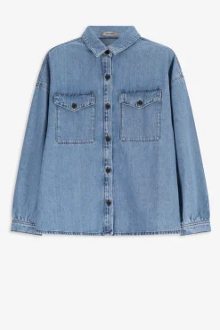 Lichtblauwe denim blouse
