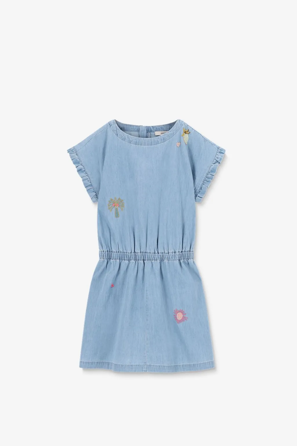 Lichtblauwe denim jurk met embroidery