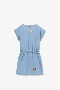 Lichtblauwe denim jurk met embroidery