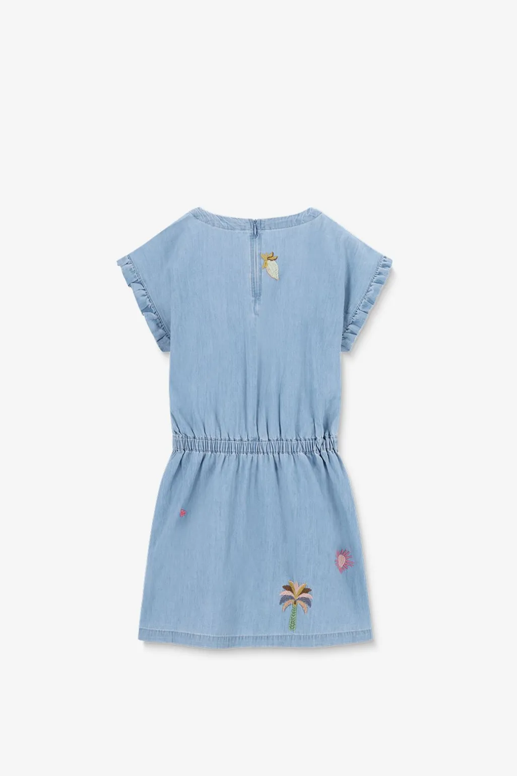 Lichtblauwe denim jurk met embroidery