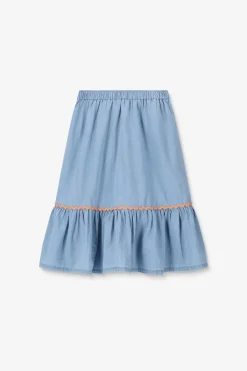 Lichtblauwe denim midi rok