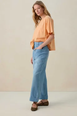 Lichtblauwe mid waist workwear jeans