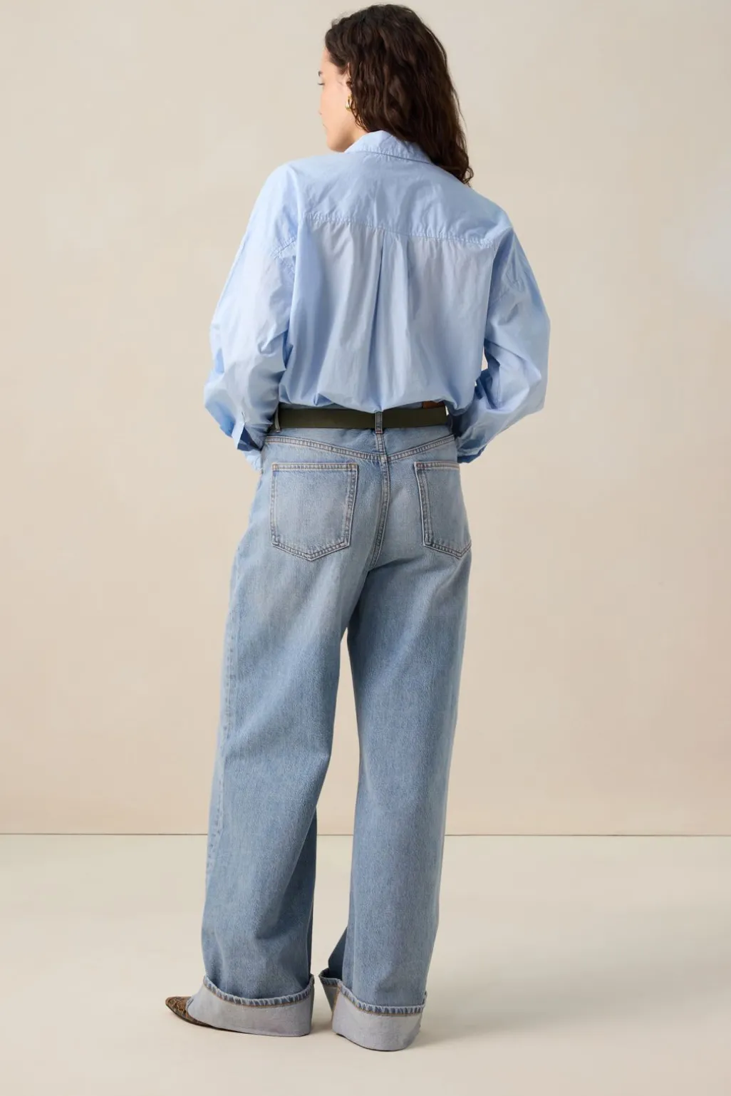 Lichtblauwe poplin blouse