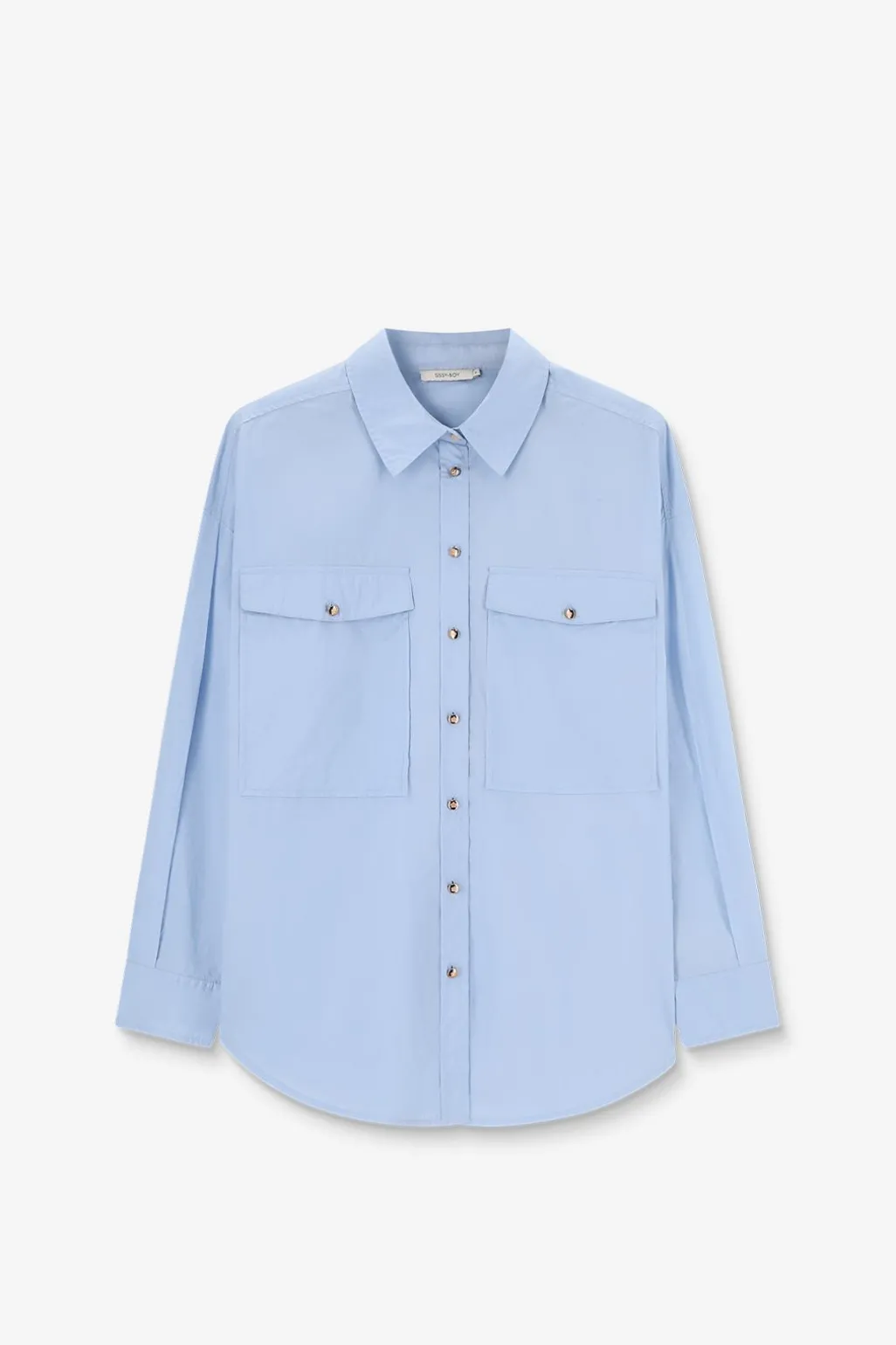 Lichtblauwe poplin blouse