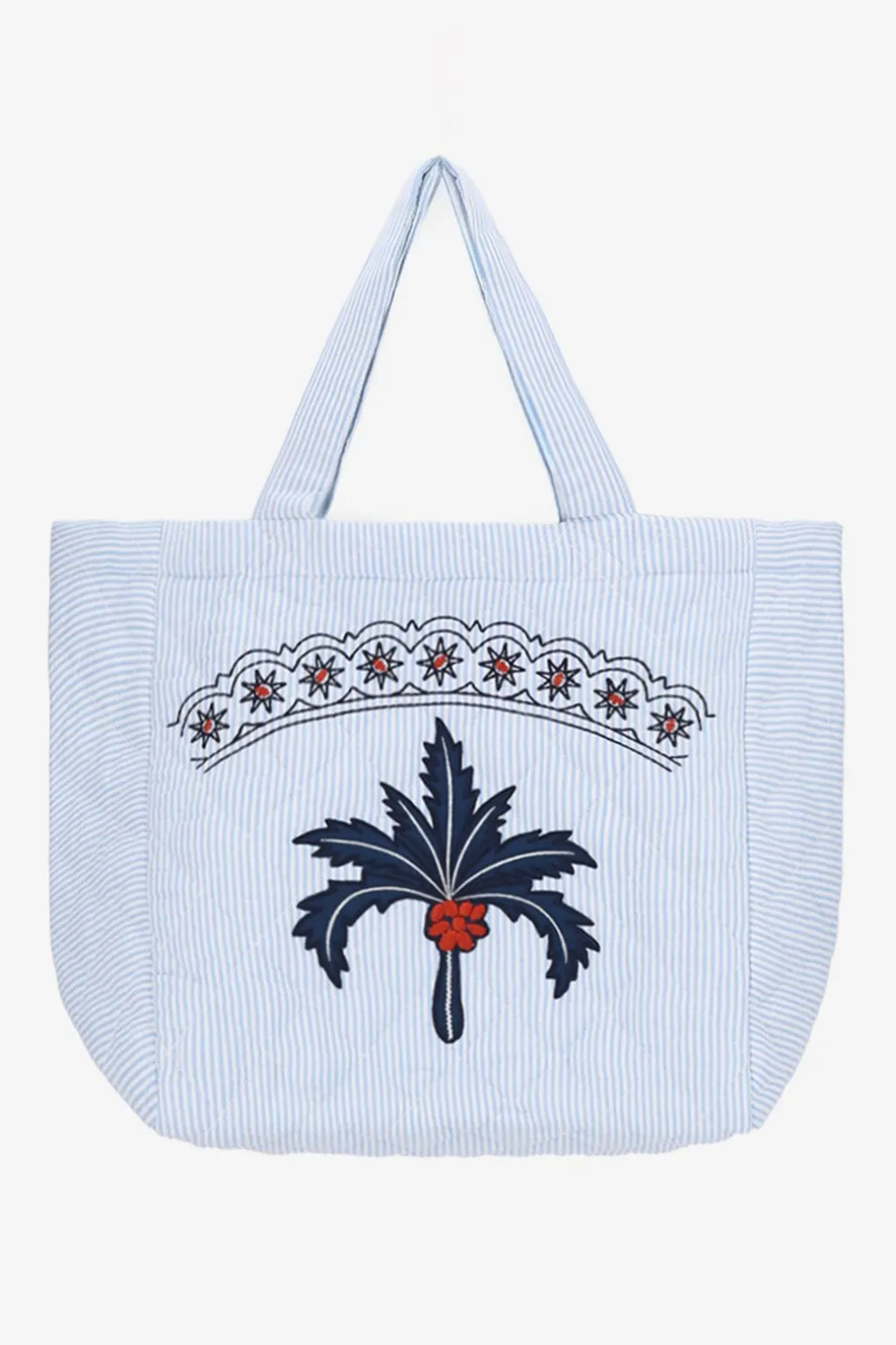 Lichtblauwe shopper met embroidery