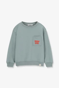 Lichtblauwe sweater met artwork