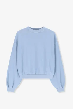 Lichtblauwe sweater met pofmouwen