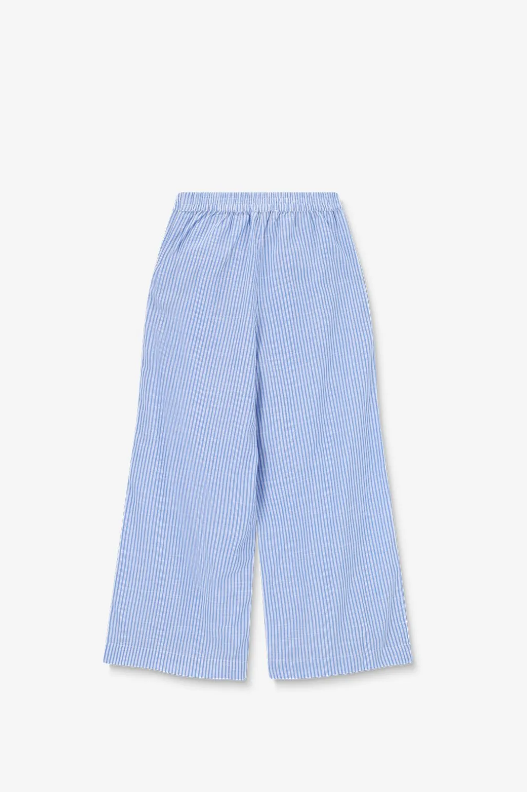 Lichtblauwe wide leg broek met strepen