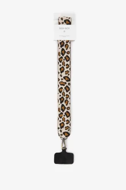 Lichtbruin telefoonkoord met leopard print