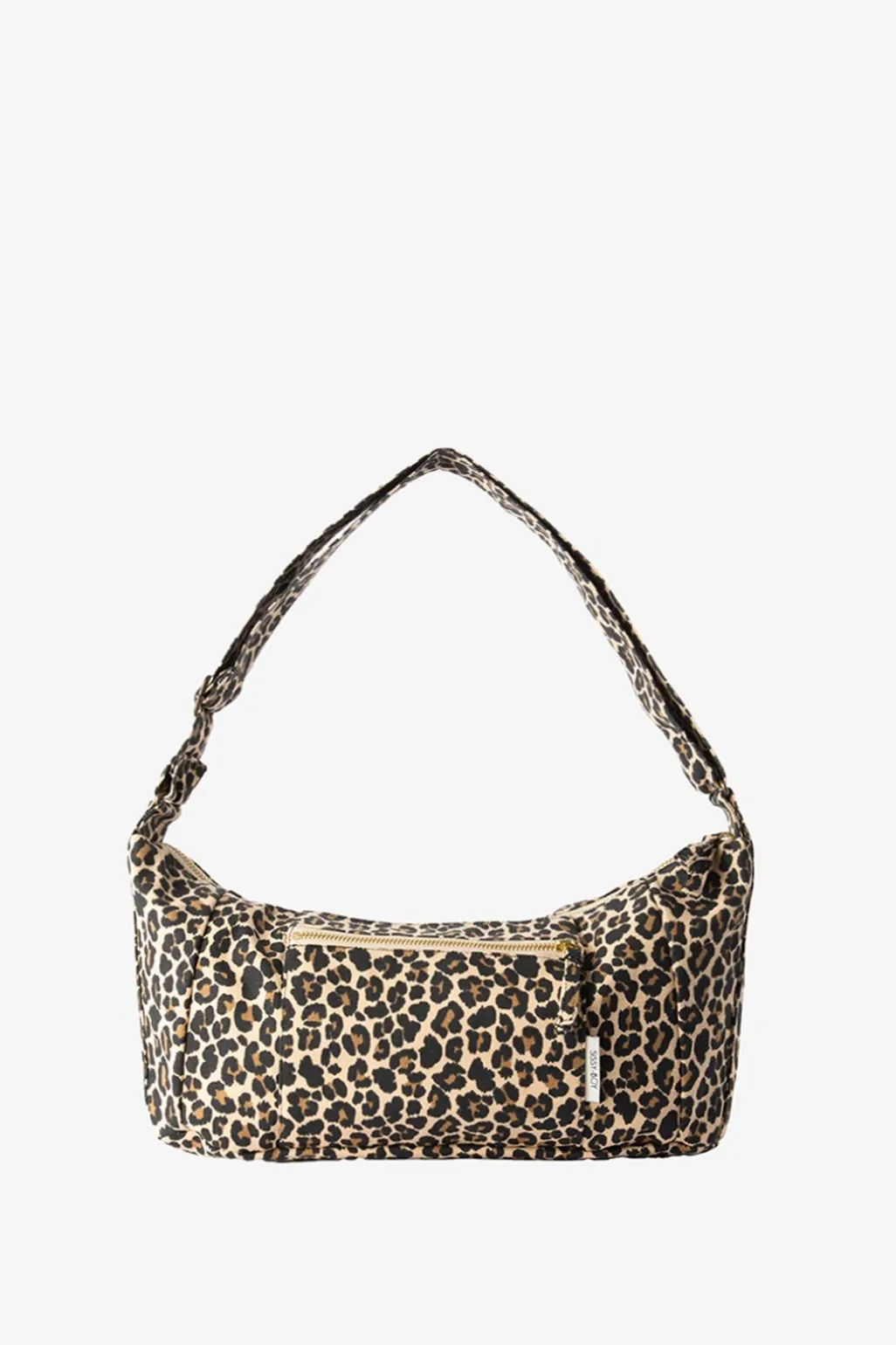 Lichtbruine crossbody tas met leopard print