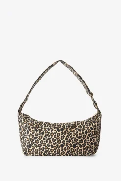 Lichtbruine crossbody tas met leopard print