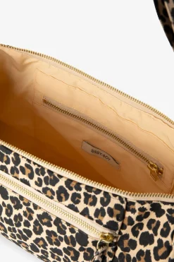 Lichtbruine crossbody tas met leopard print