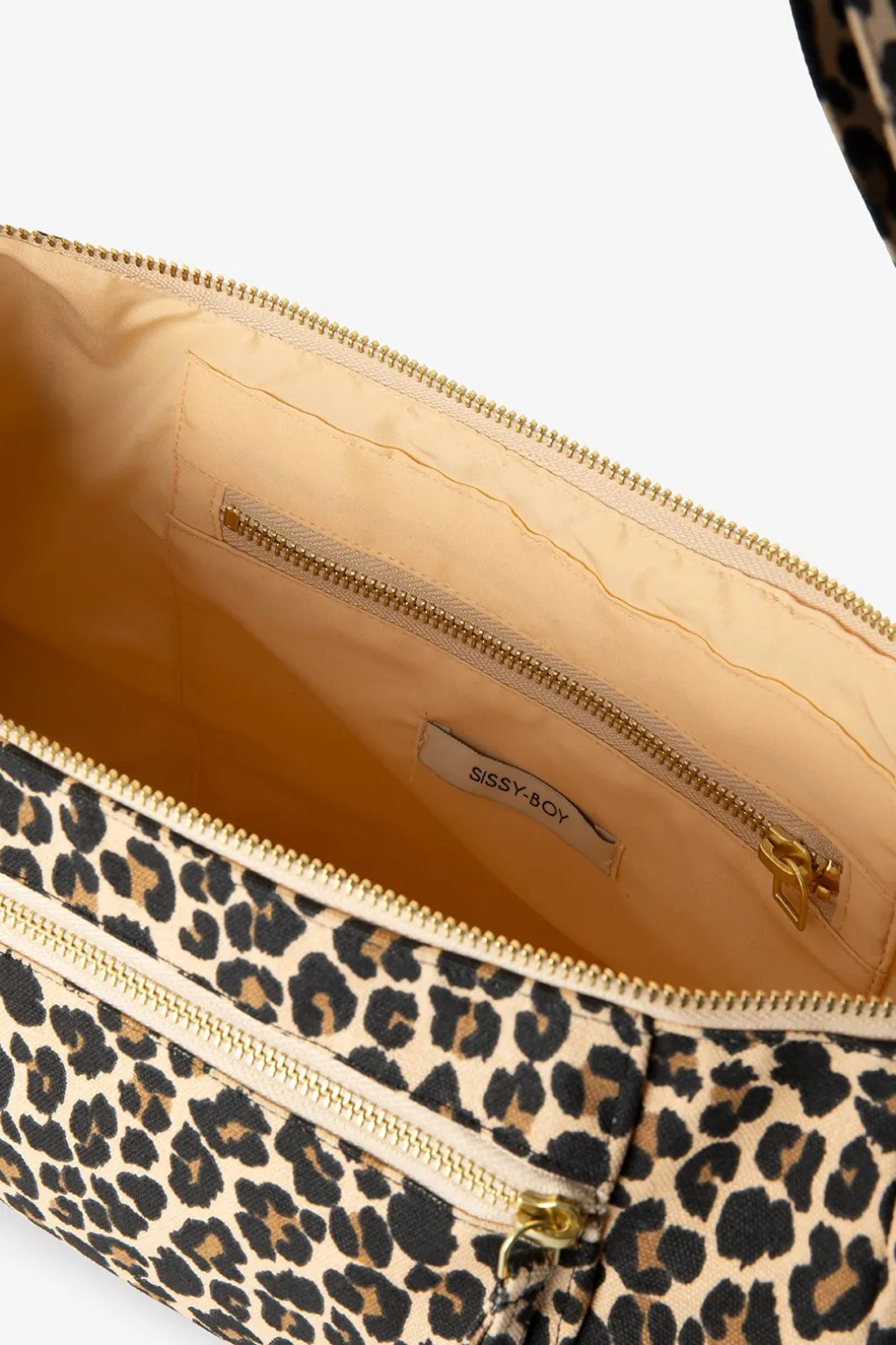 Lichtbruine crossbody tas met leopard print