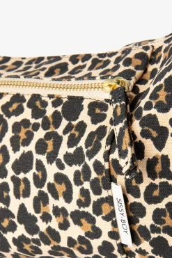 Lichtbruine crossbody tas met leopard print