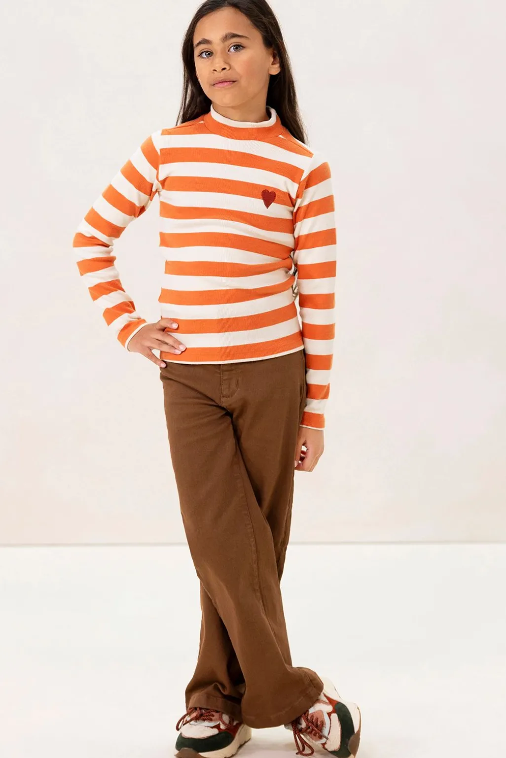 Lichtbruine denim wide leg jeans