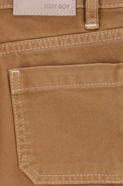 Lichtbruine denim wide leg jeans