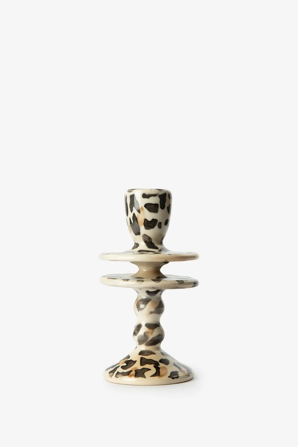 Lichtbruine ruffle kandelaar met leopard print