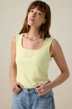Lichtgeel rib singlet