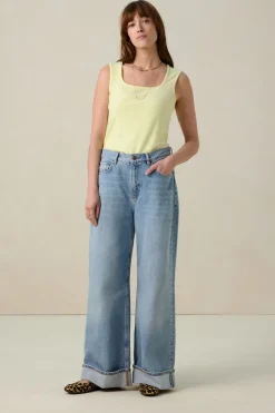 Lichtgeel rib singlet
