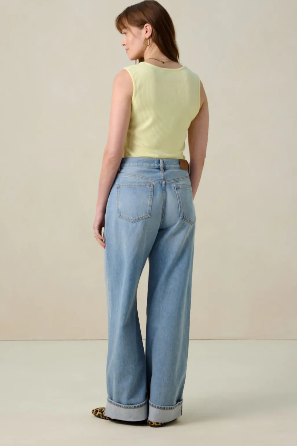 Lichtgeel rib singlet