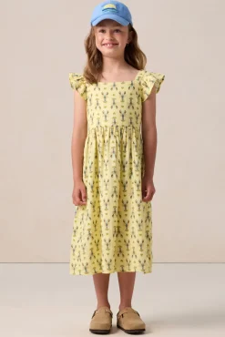 Lichtgele maxi jurk met kreeft print
