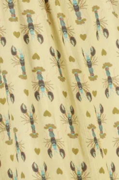 Lichtgele maxi jurk met kreeft print