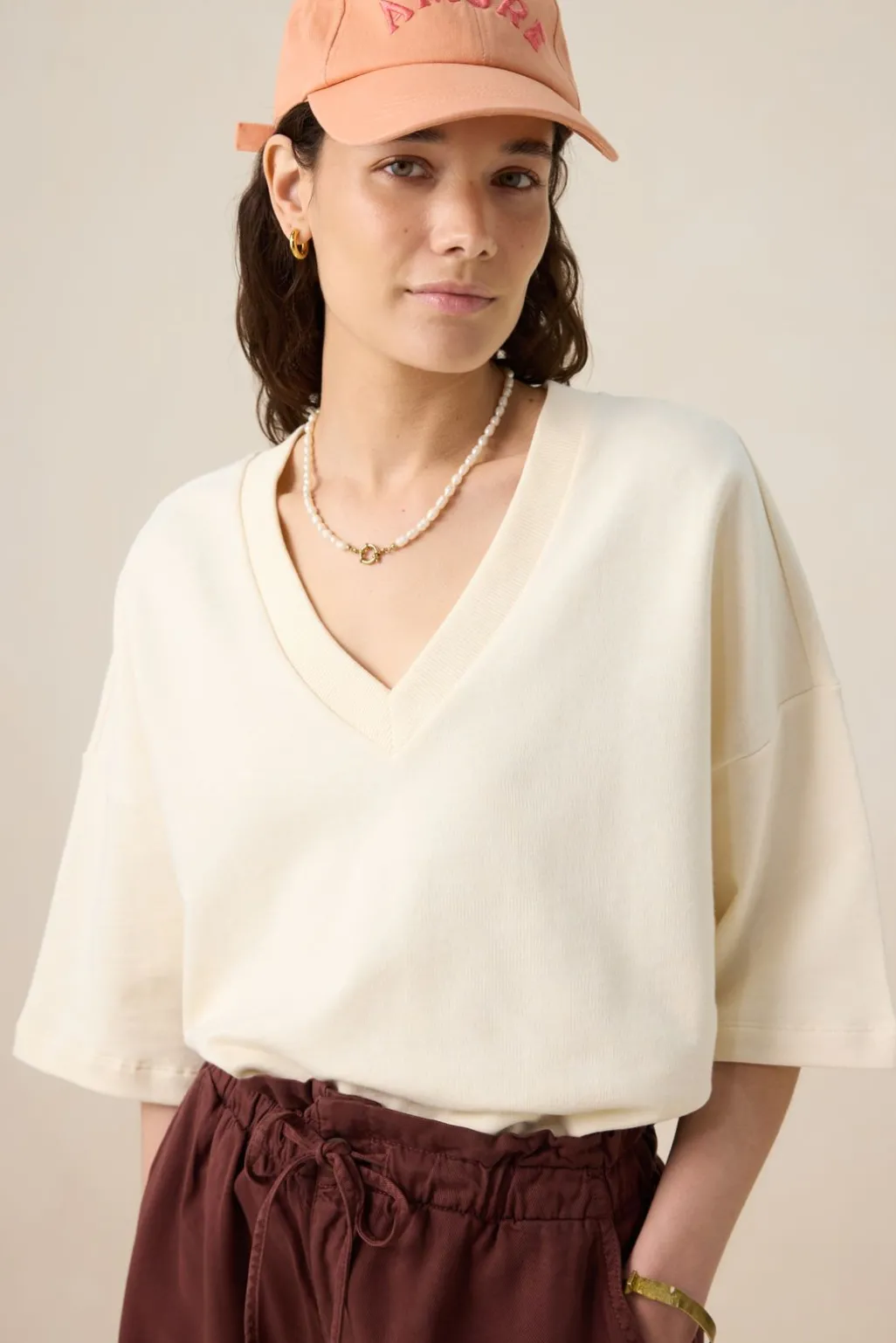Lichtgele sweater met v-hals