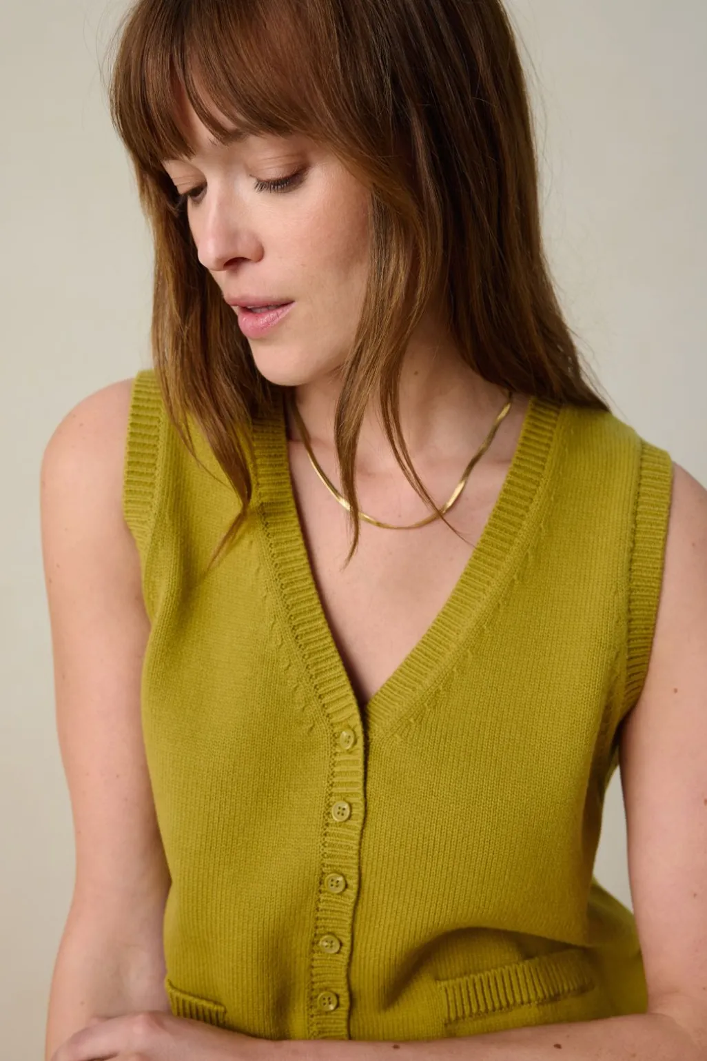 Lichtgroen gebreid gilet
