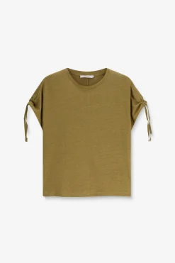 Lichtgroen linnenmix T-shirt