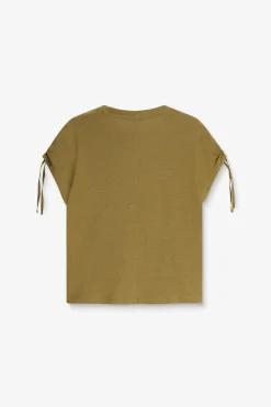Lichtgroen linnenmix T-shirt