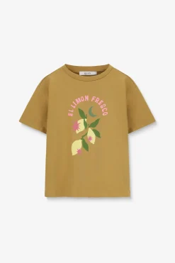 Lichtgroen oversized T-shirt met artwork