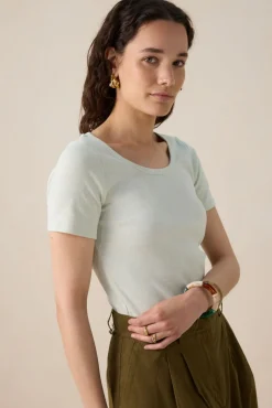 Lichtgroen rib T-shirt