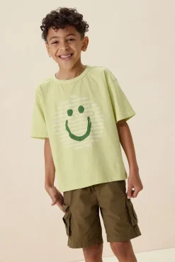 Lichtgroen T-shirt met smiley