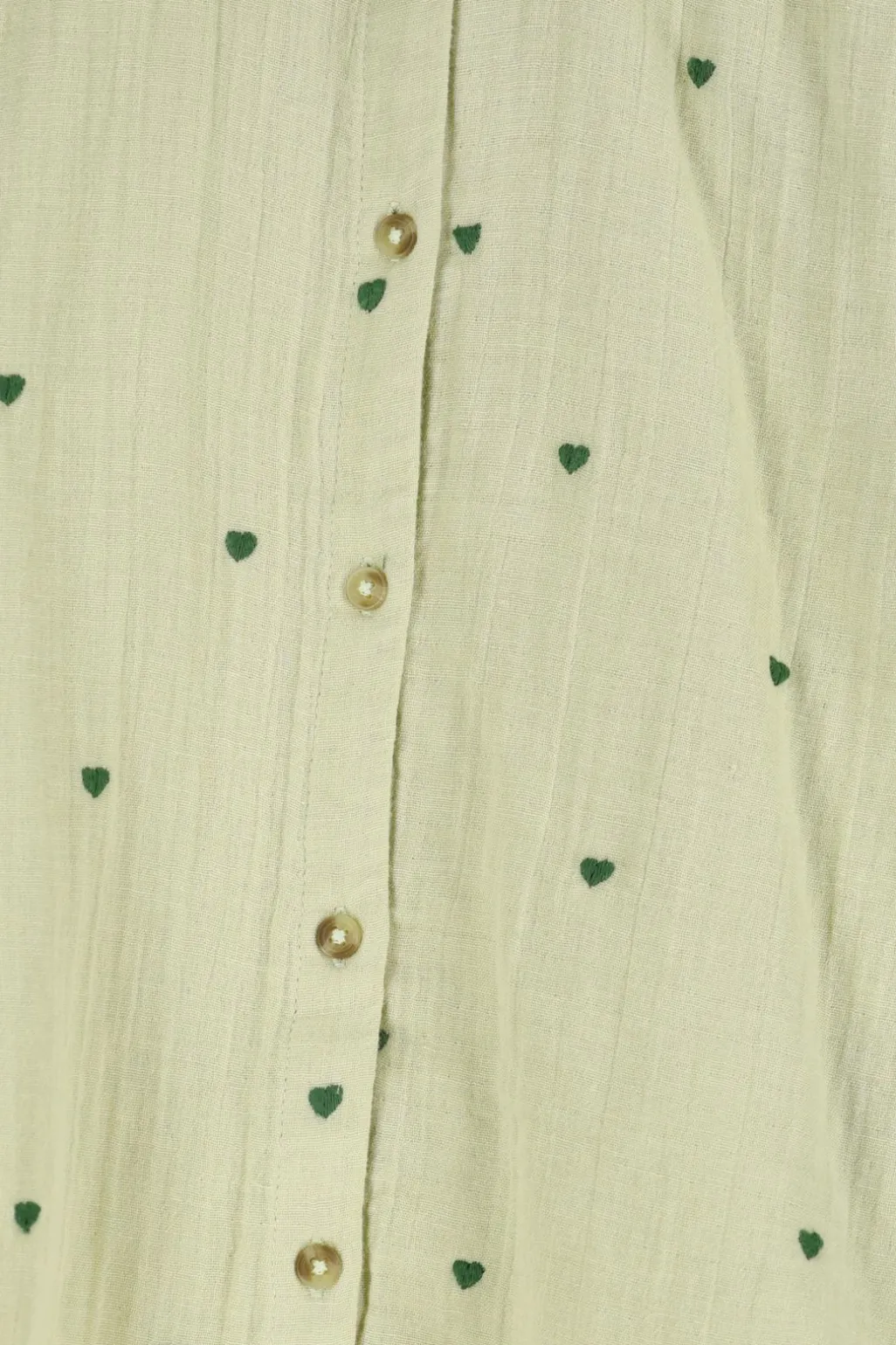 Lichtgroene blouse met geborduurde hartjes