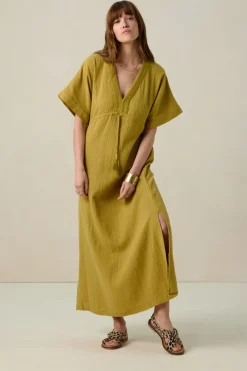 Lichtgroene kaftan maxi jurk
