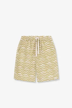 Lichtgroene shorts met golvende print