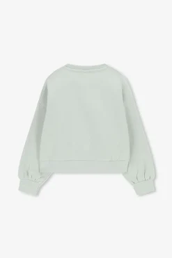 Lichtgroene sweater met tekst