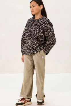 Lichtgroene wide leg corduroy broek