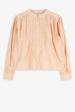 Lichtoranje blouse met pintuck details