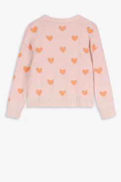 Lichtoranje gebreide trui met jacquard print