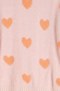Lichtoranje gebreide trui met jacquard print