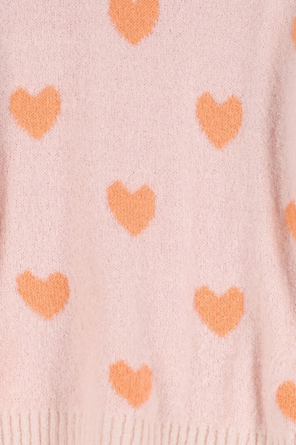 Lichtoranje gebreide trui met jacquard print
