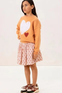 Lichtoranje oversized sweater met artwork