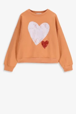 Lichtoranje oversized sweater met artwork