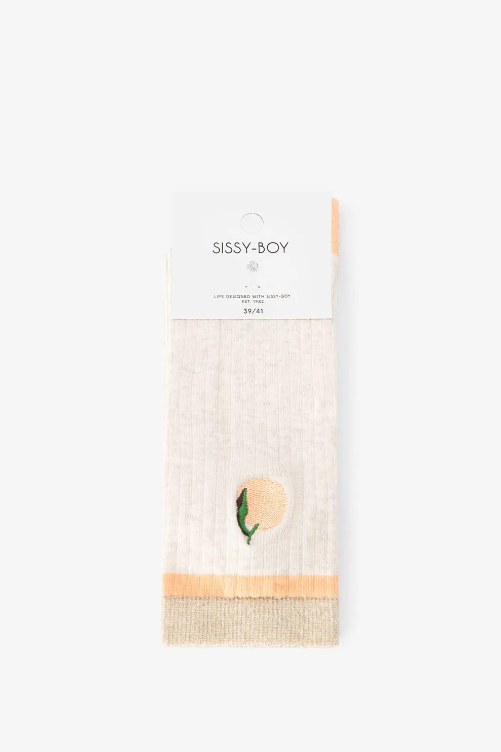 Lichtoranje sokken met sinaasappel embroidery