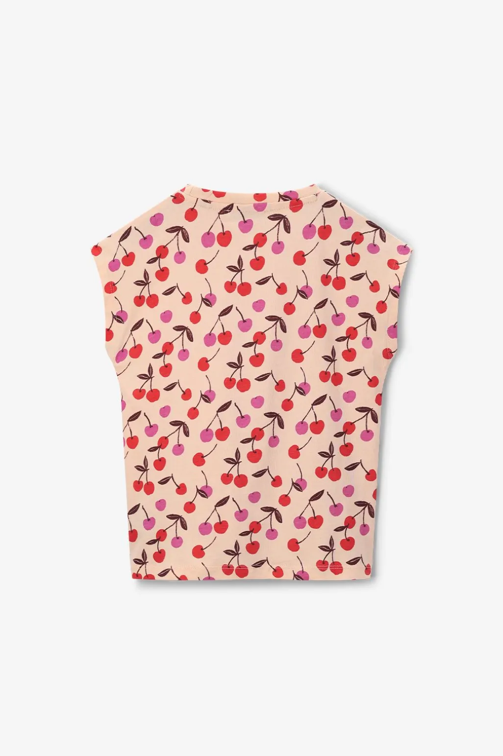 Lichtoranje T-shirt met kersen print