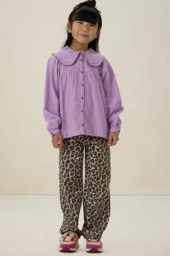 Lichtpaarse blouse met kraag
