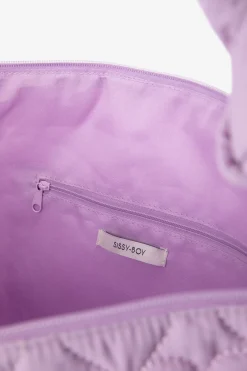 Lichtpaarse crossbody tas met hartjes